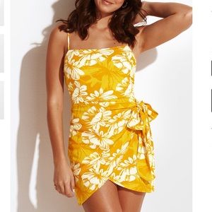 Cupshe Brooklynn yellow tropical Wrap Dress XS